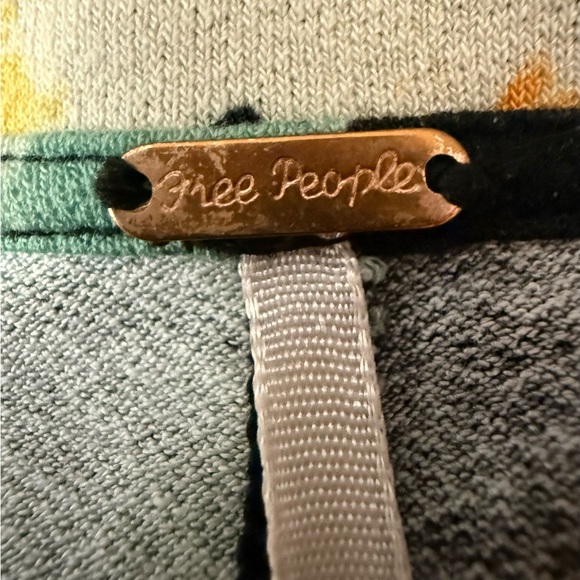 Free People button up dress floral print black yellow long sleeve size large - Picture 4 of 8